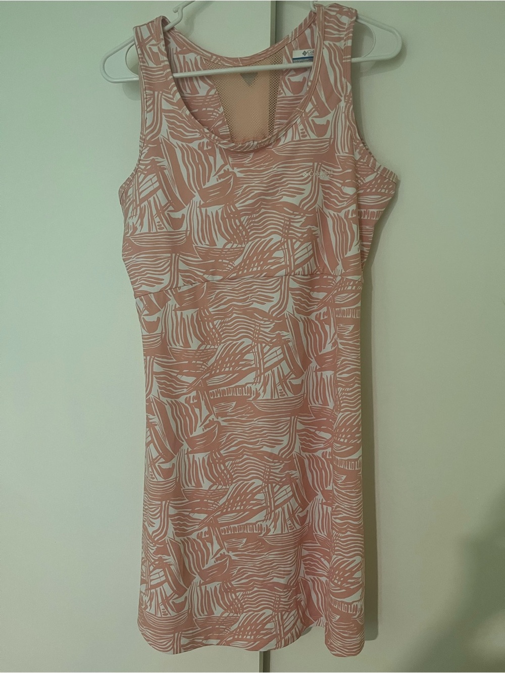 Sleeveless Pink & White Printed Mini Dress